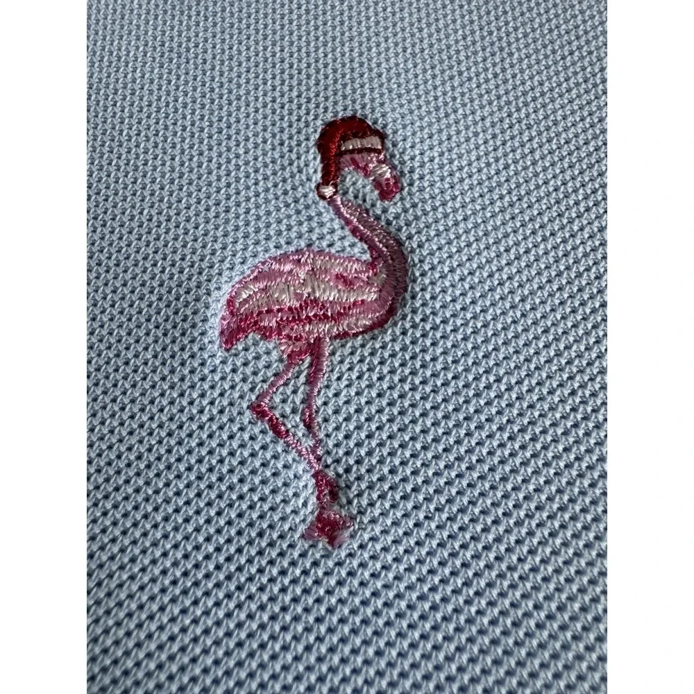 Tommy Bahama IslandZone Supima Cotton Polo Shirt Mens XL Light Blue Flamingo S/S